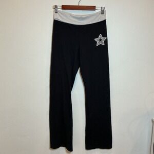 Derek Hearts Black Bootcut Yoga Pants Womens Size M Rhinestone Star Waistband